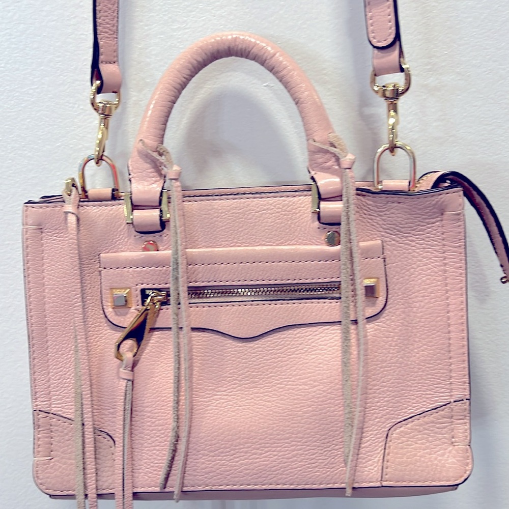 REBECCA MINKOFF Handbag-PINK LEATHER-crossbody strap-Excellent Used Condition